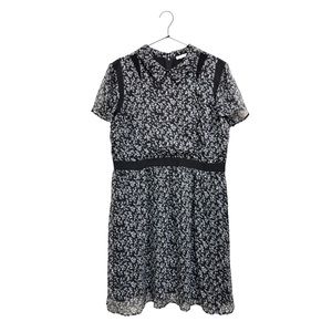 Modcloth Lace & Mesh Collard Zip Up Floral Dress - Black | Extra Large | XL
